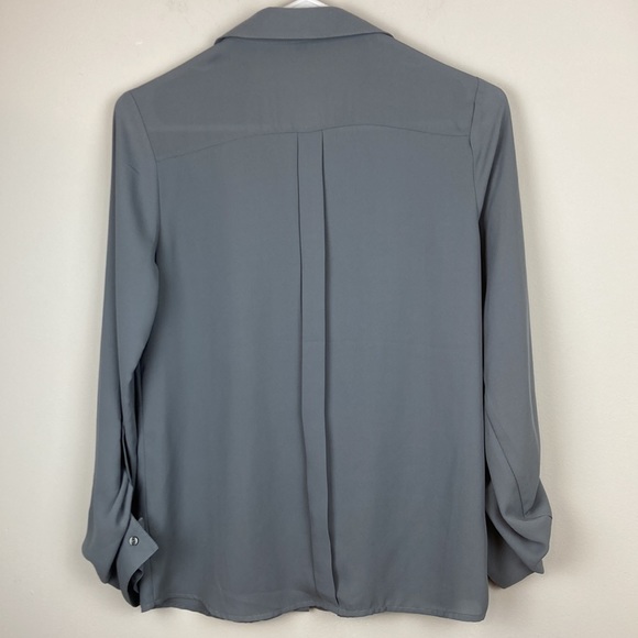 Semi-Sheer Professional/Night Out Button Down Blouse w/ Adjustable Sleeve Length - Picture 3 of 7